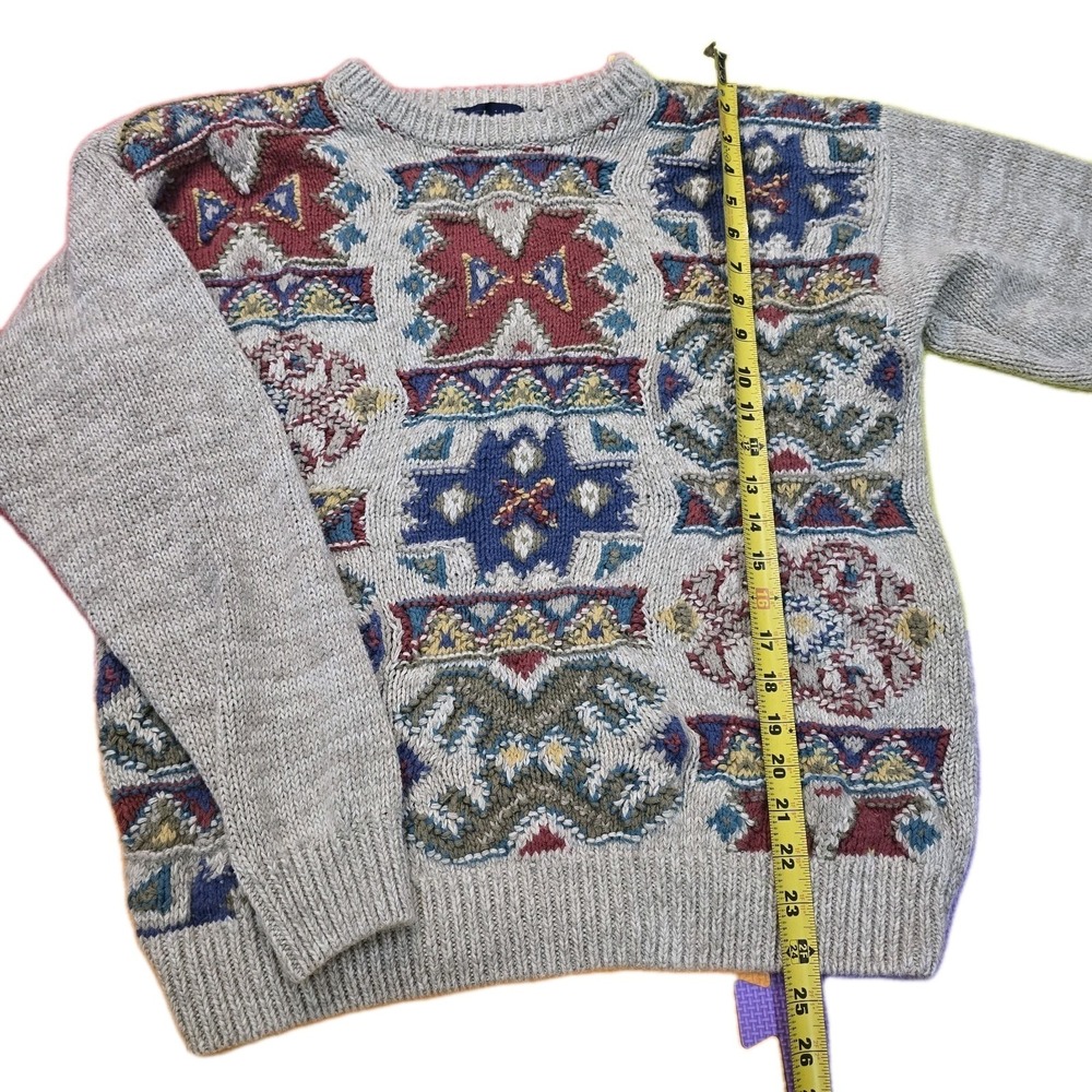 Vtg Northern Isles Hand Knit Sweater Mens M Southwest Geometric Ramie Cotton 90s